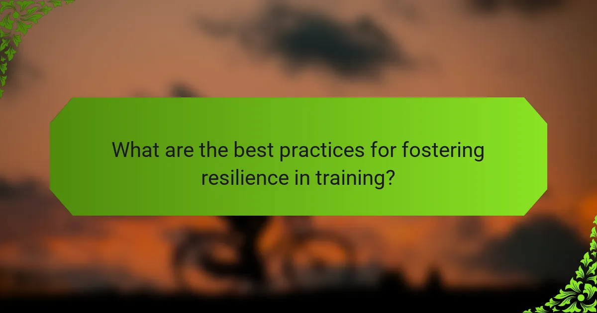 What are the best practices for fostering resilience in training?