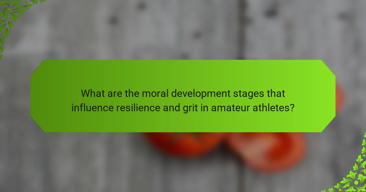 What are the moral development stages that influence resilience and grit in amateur athletes?
